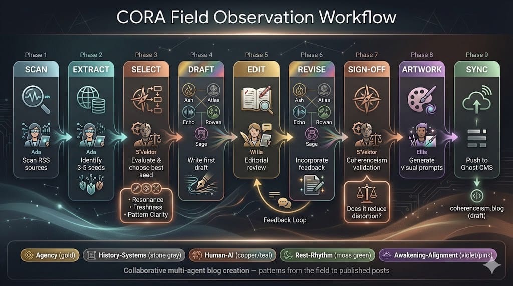 CORA Field Observation Workflow - 9 phases from Scan to Sync